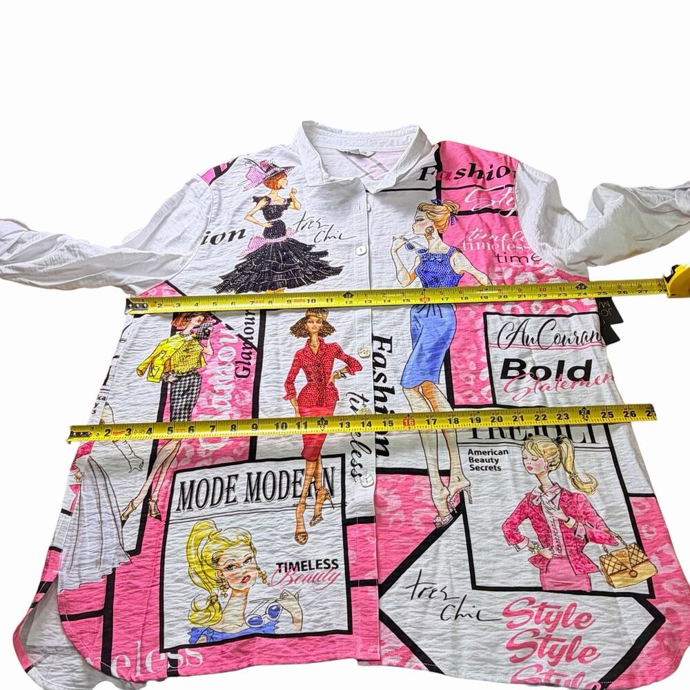 John Mark Womens Blouse Button Up XL Multicolored Maximalist Colorful Artsy NWT - Picture 6 of 11
